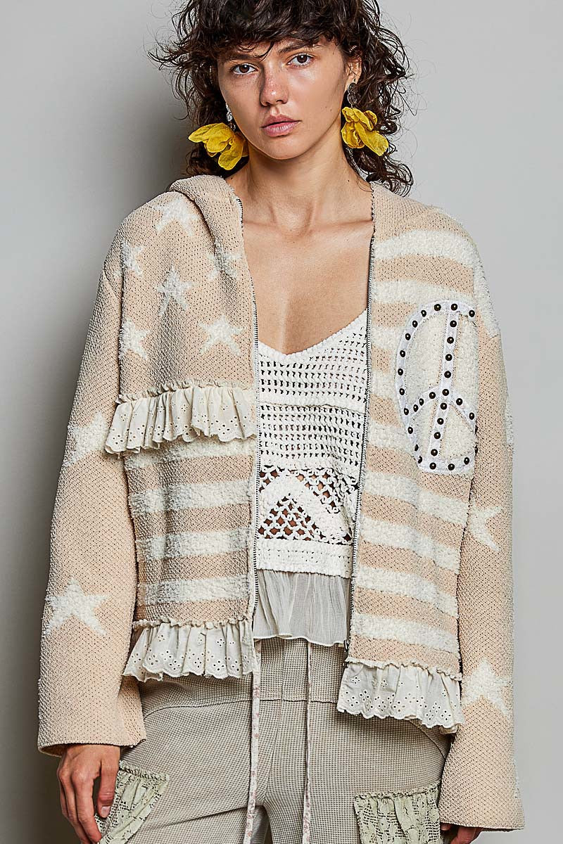 In Good Time Zip-Up Hooded Chenille Sweater