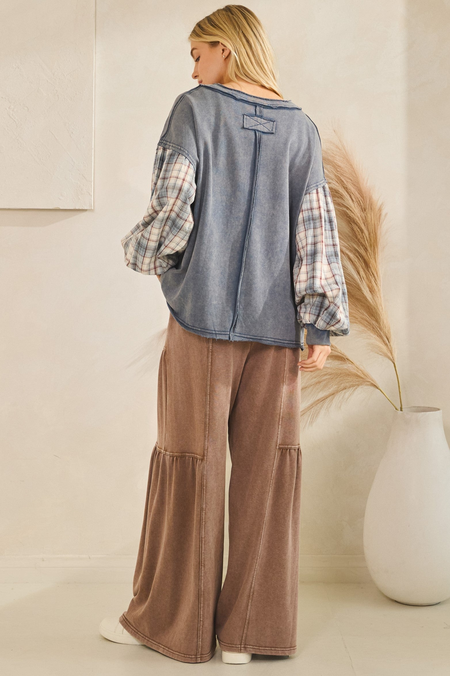 Indie Flannel Contrast Pullover