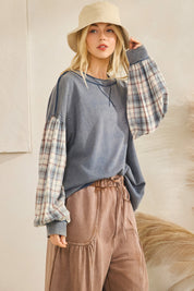 Indie Flannel Contrast Pullover