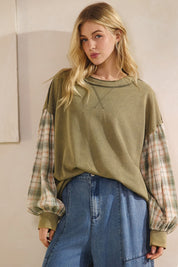Indie Flannel Contrast Pullover