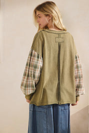 Indie Flannel Contrast Pullover
