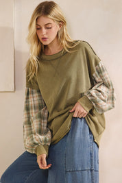 Indie Flannel Contrast Pullover