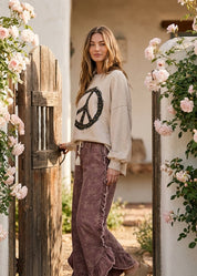 Daphne Peace Sign Washed Cotton Top