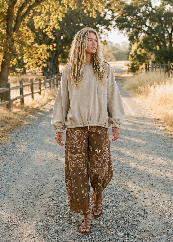 Keepsake Lace Trim Barrel Pants