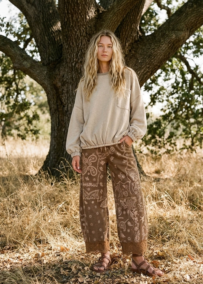 Keepsake Lace Trim Barrel Pants