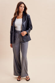 Langley Faux Leather Single Breasted Blazer
