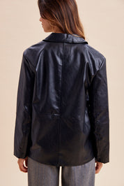 Langley Faux Leather Single Breasted Blazer