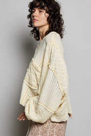 Late Checkout Mixed Texture V-Neck Top