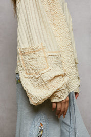 Late Checkout Mixed Texture V-Neck Top