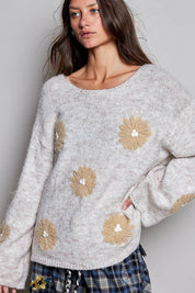 Lazy Daisy Floral Embroidered Sweater