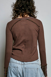 Little Darling Floral Embroidered Henley