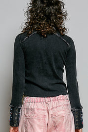Little Darling Floral Embroidered Henley