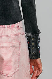 Little Darling Floral Embroidered Henley