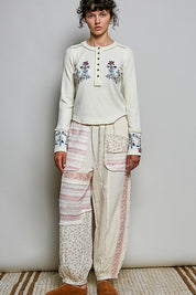 Little Darling Floral Embroidered Henley