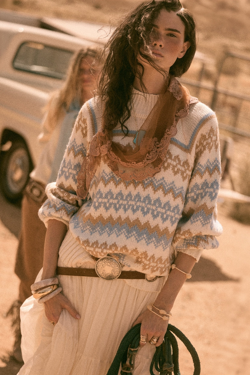 Los Olivos Raglan-Sleeve Mock-Neck Sweater