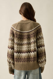 Los Olivos Raglan-Sleeve Mock-Neck Sweater