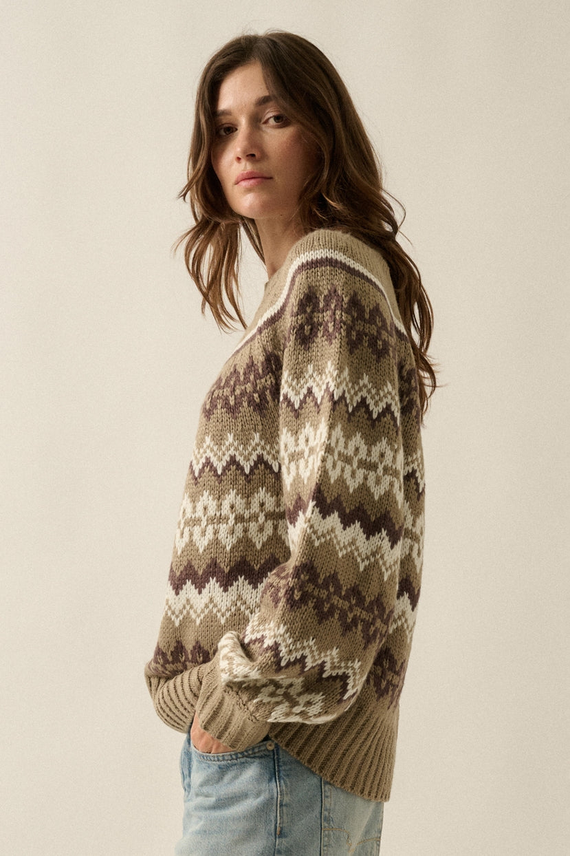 Los Olivos Raglan-Sleeve Mock-Neck Sweater
