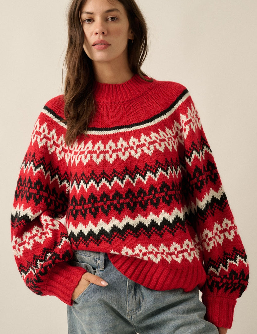 Los Olivos Raglan-Sleeve Mock-Neck Sweater