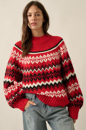 Los Olivos Raglan-Sleeve Mock-Neck Sweater