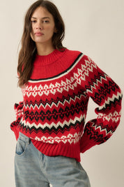 Los Olivos Raglan-Sleeve Mock-Neck Sweater