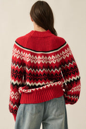 Los Olivos Raglan-Sleeve Mock-Neck Sweater