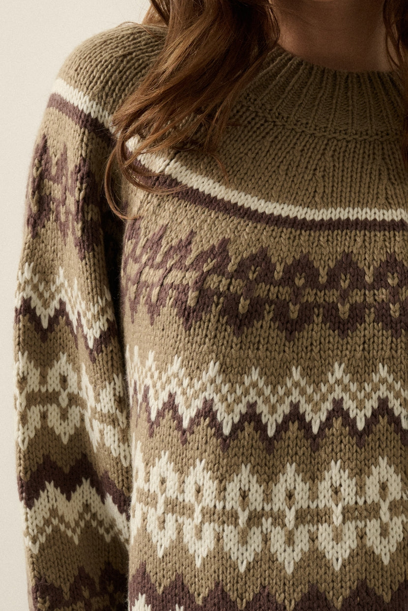 Los Olivos Raglan-Sleeve Mock-Neck Sweater