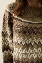 Los Olivos Raglan-Sleeve Mock-Neck Sweater