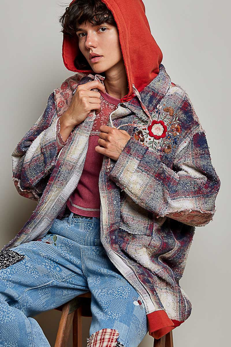 Lost & Found Floral Embroidered Hooded Jacket