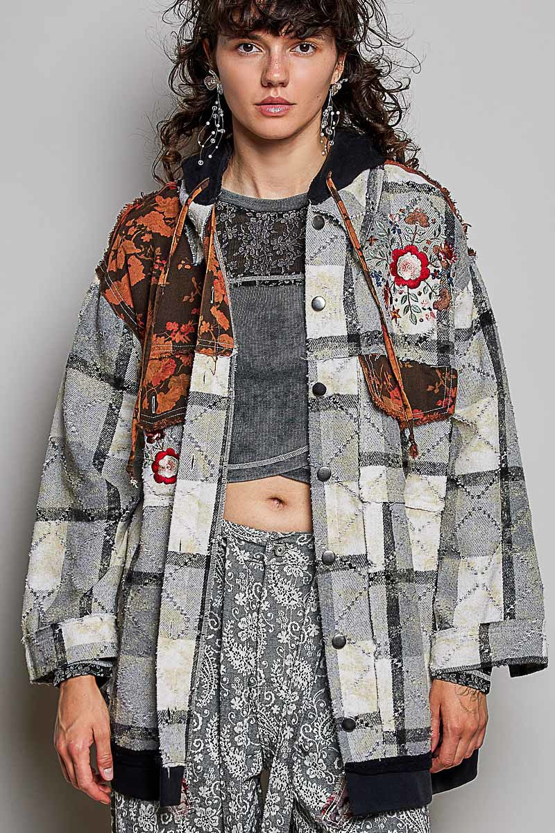 Lost & Found Floral Embroidered Hooded Jacket