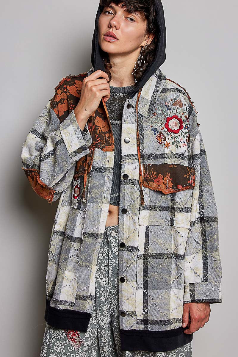 Lost & Found Floral Embroidered Hooded Jacket