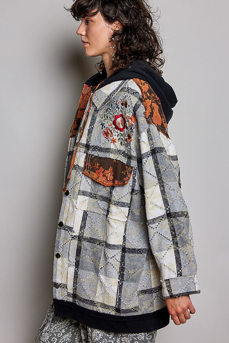 Lost & Found Floral Embroidered Hooded Jacket