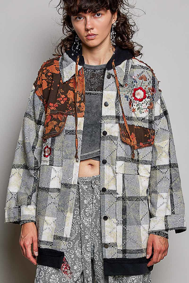 Lost & Found Floral Embroidered Hooded Jacket