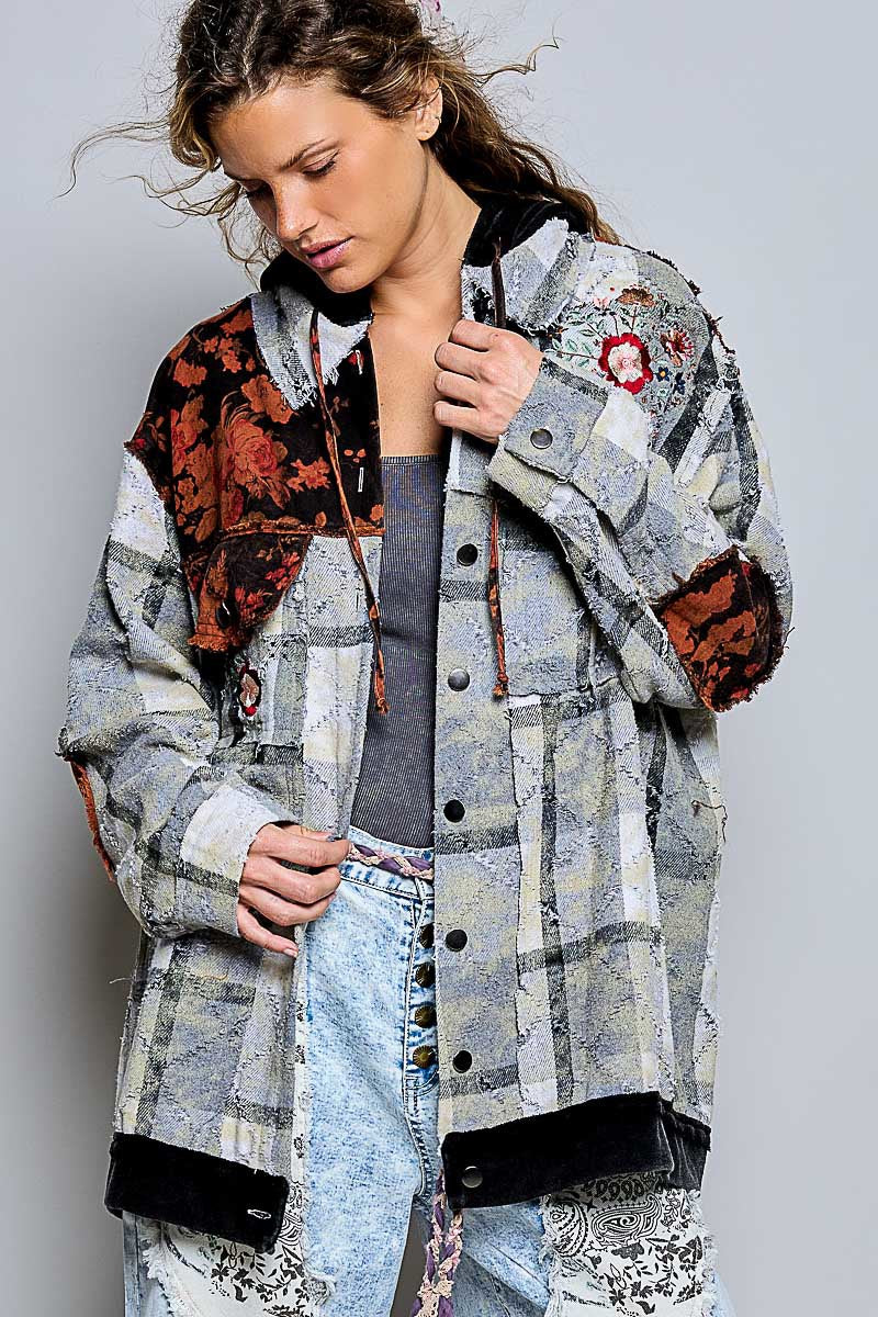 Lost & Found Floral Embroidered Hooded Jacket