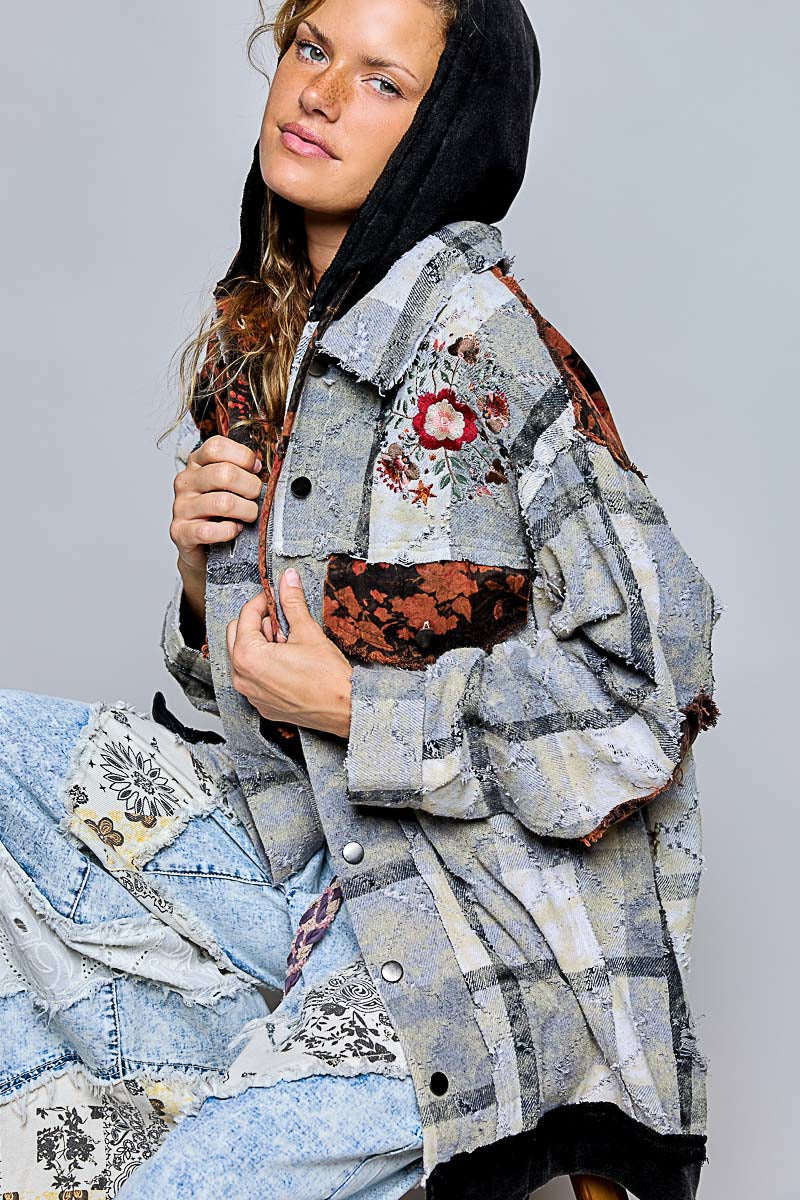 Lost & Found Floral Embroidered Hooded Jacket
