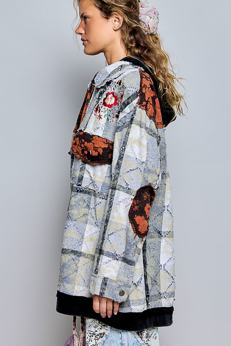 Lost & Found Floral Embroidered Hooded Jacket