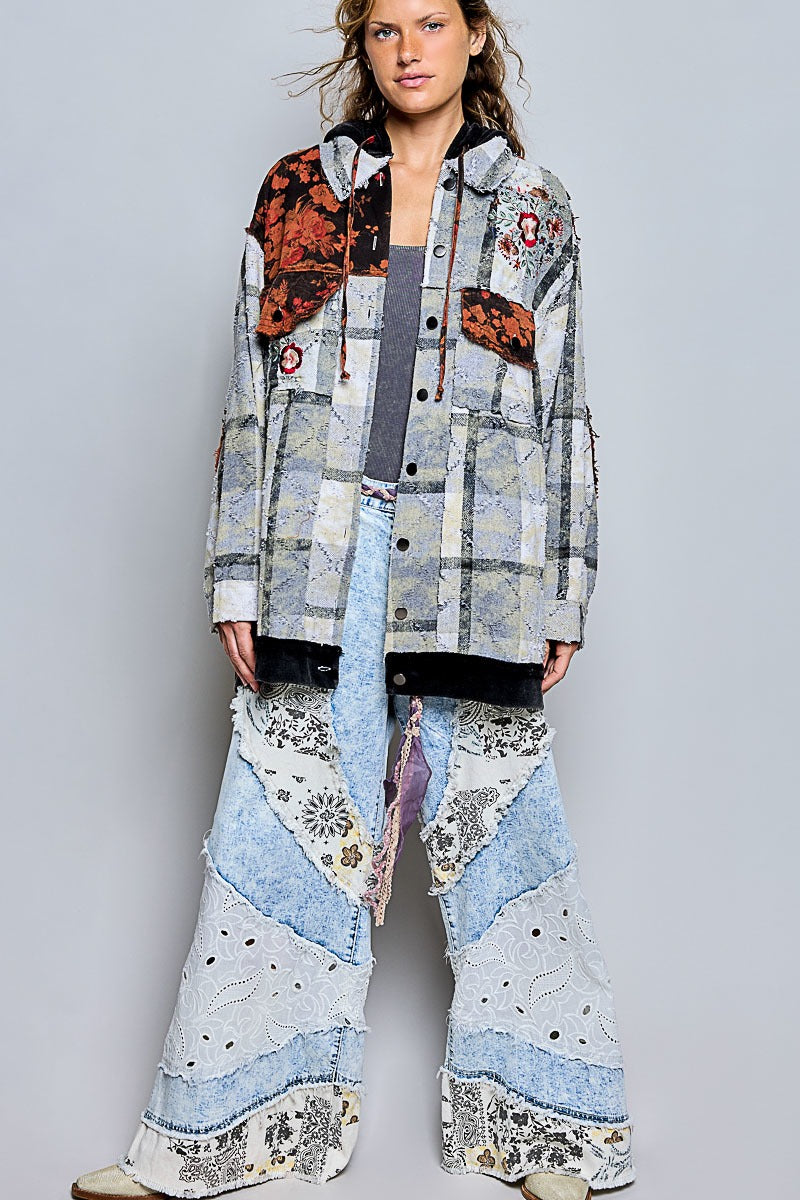 Lost & Found Floral Embroidered Hooded Jacket