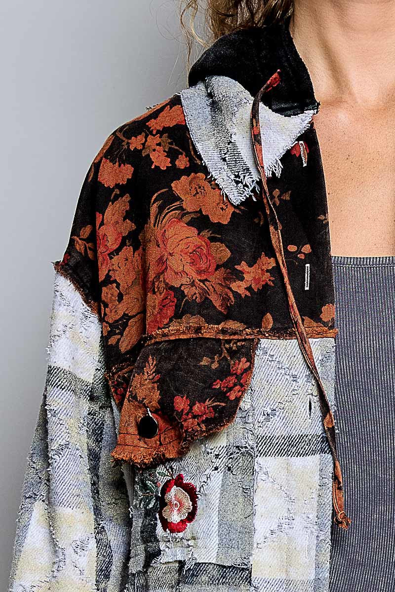 Lost & Found Floral Embroidered Hooded Jacket