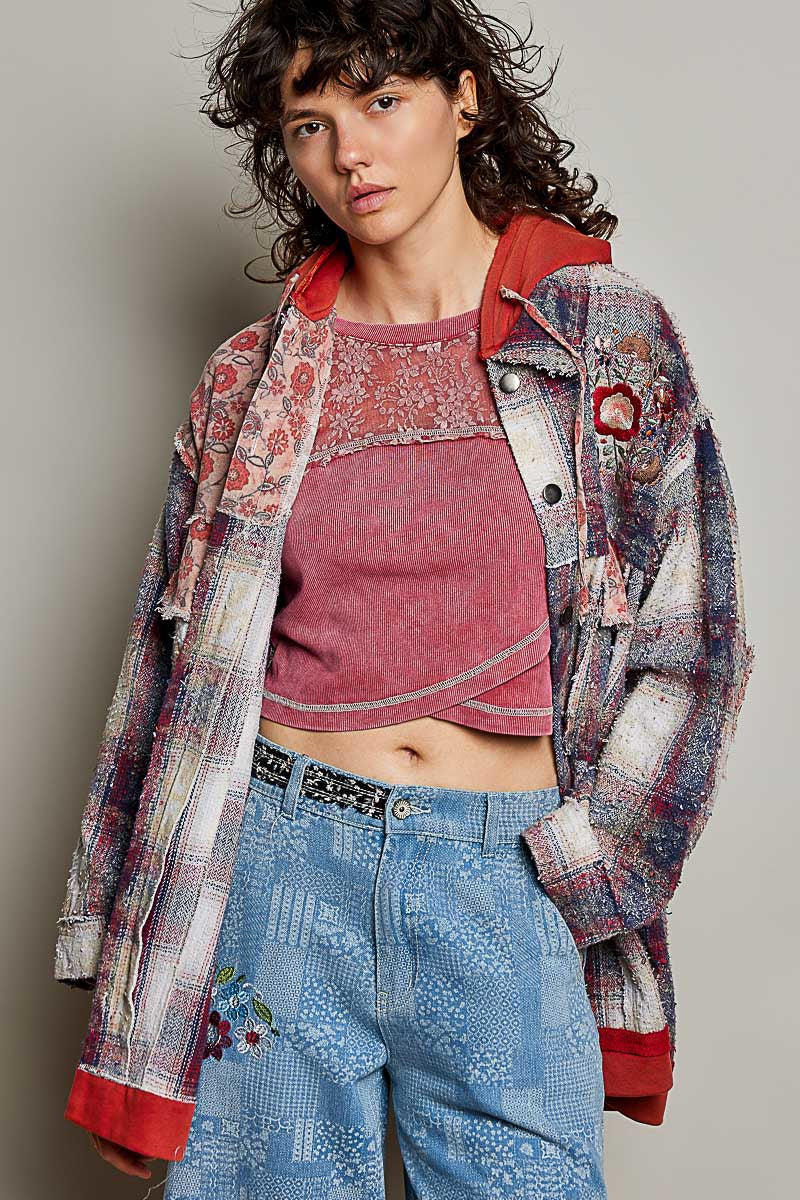 Lost & Found Floral Embroidered Hooded Jacket