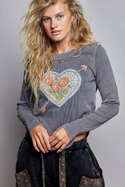 Lovestruck Vintage Washed Long-Sleeve Top