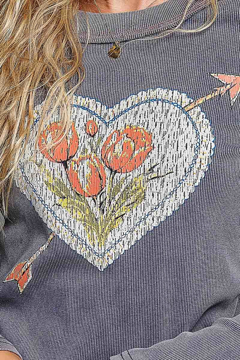 Lovestruck Vintage Washed Long-Sleeve Top