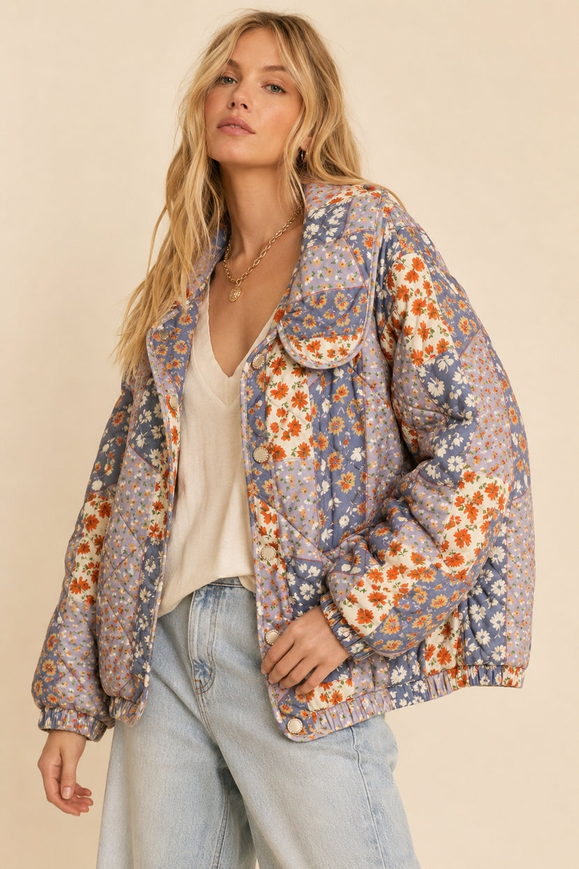 Lupine Patchwork Quilted Puffer Jacket