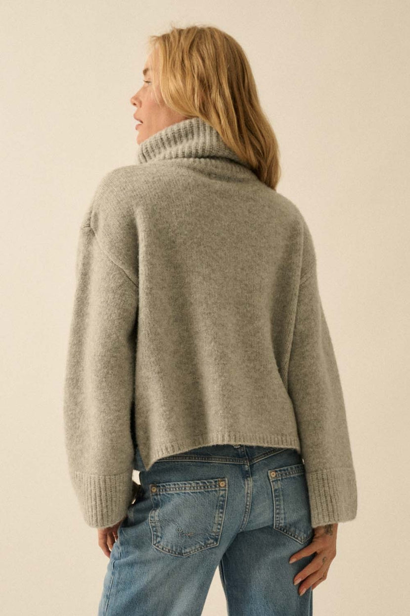 Mammoth Fuzzy Jacquard-Knit Turtleneck Sweater