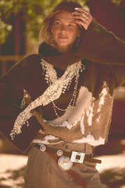 Mammoth Fuzzy Jacquard-Knit Turtleneck Sweater