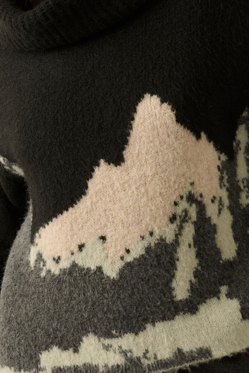Mammoth Fuzzy Jacquard-Knit Turtleneck Sweater