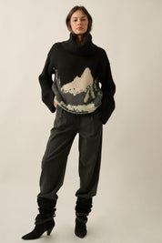 Mammoth Fuzzy Jacquard-Knit Turtleneck Sweater