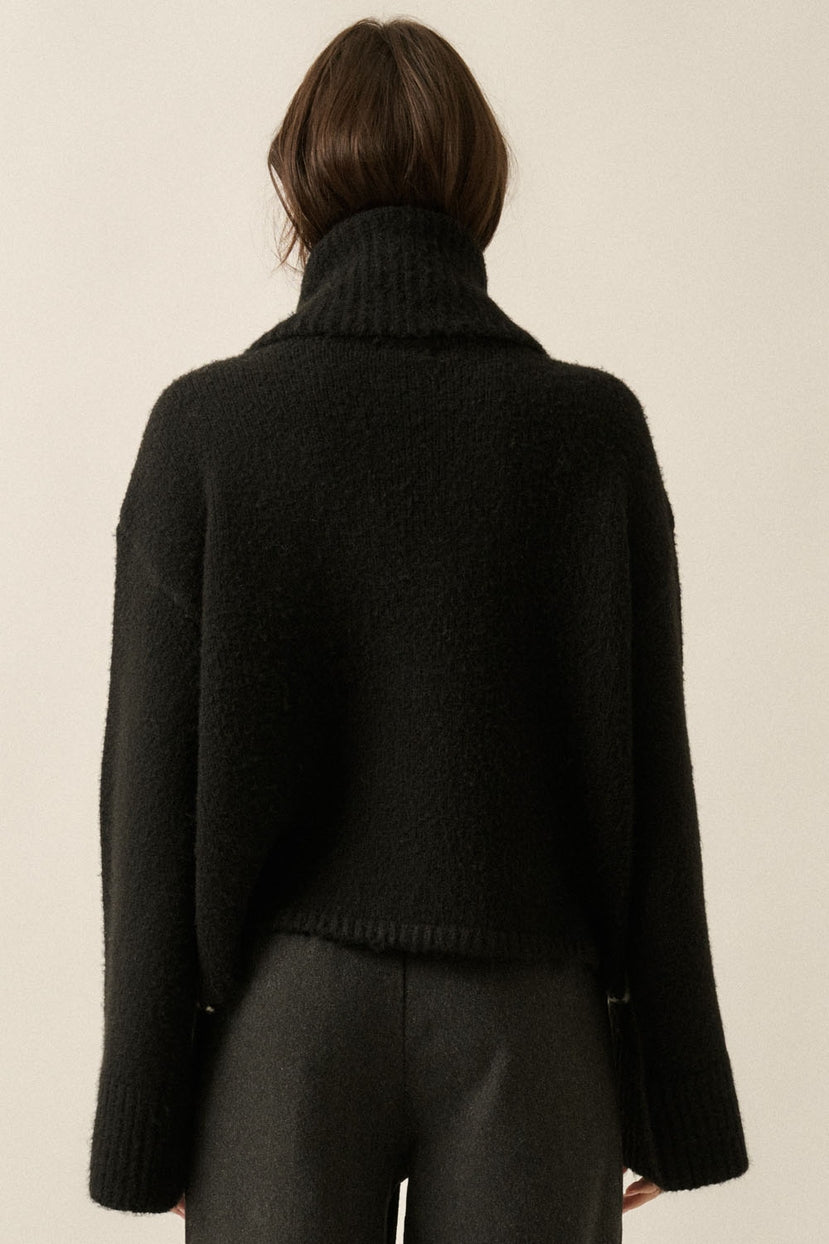 Mammoth Fuzzy Jacquard-Knit Turtleneck Sweater