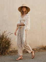 Maren Soft Brushed Gingham Barrel Fit Utility Pants