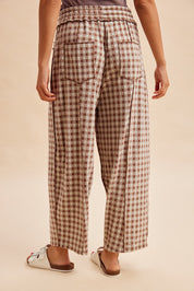 Maren Soft Brushed Gingham Barrel Fit Utility Pants