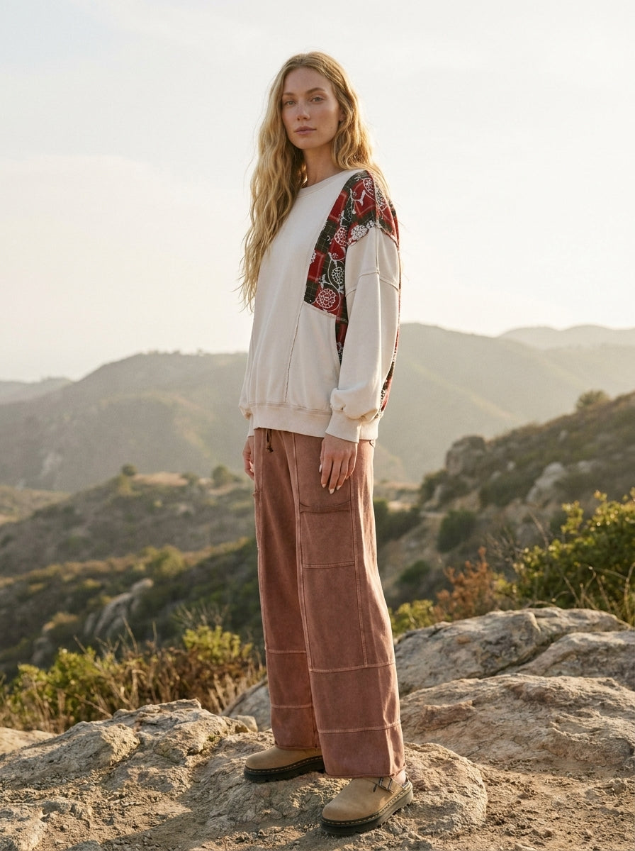 Marlow Mixed Print Washed Terry Pullover