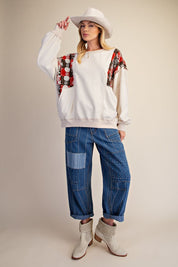 Marlow Mixed Print Washed Terry Pullover